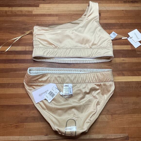 Peixoto Zoni One Shoulder Bikini set  Gold Large - Picture 3 of 9